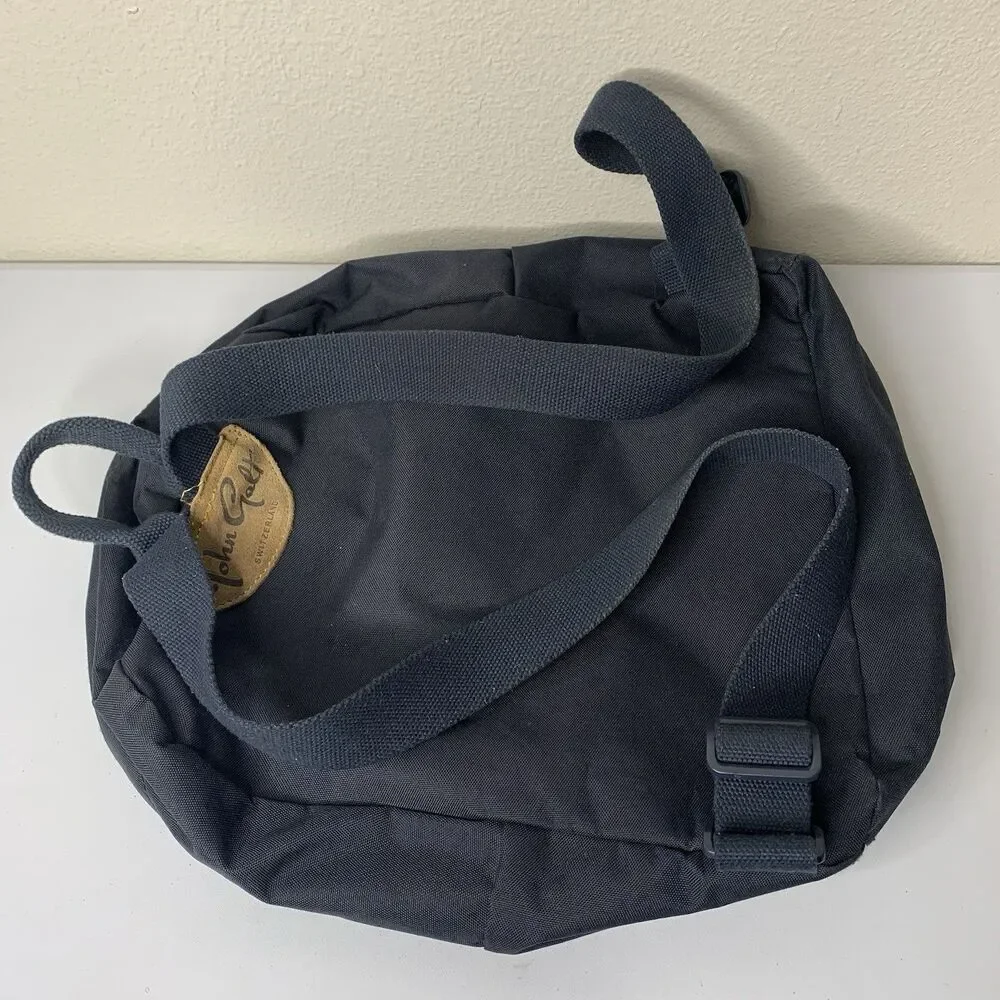 John Galt Switzerland Black (or Dk Dk Blue) Canvas Backpack Small